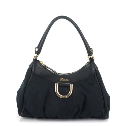 Gucci Monogram Medium D Gold Ring Hobo Black 1 of 11