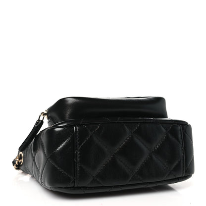 Chanel Shiny Crumpled Lambskin Quilted Clutch With Chain Black Black 4 of 11