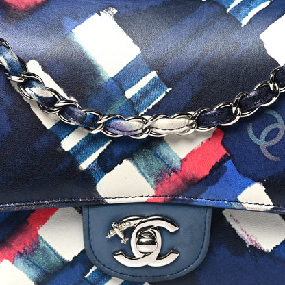 Chanel Lambskin Airline Printed Medium Double Flap Blue Multicolor 8 of 10