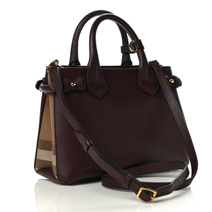 Burberry Derby Calfskin House Check Small Bi-Color Mahogany Red 2 of 9