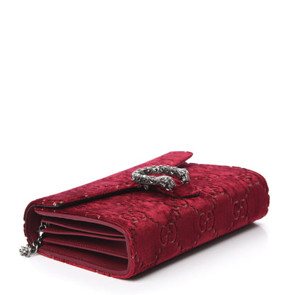 Gucci Velvet GG Monogram Mini Dionysus Chain Wallet Red Cipria 4 of 11