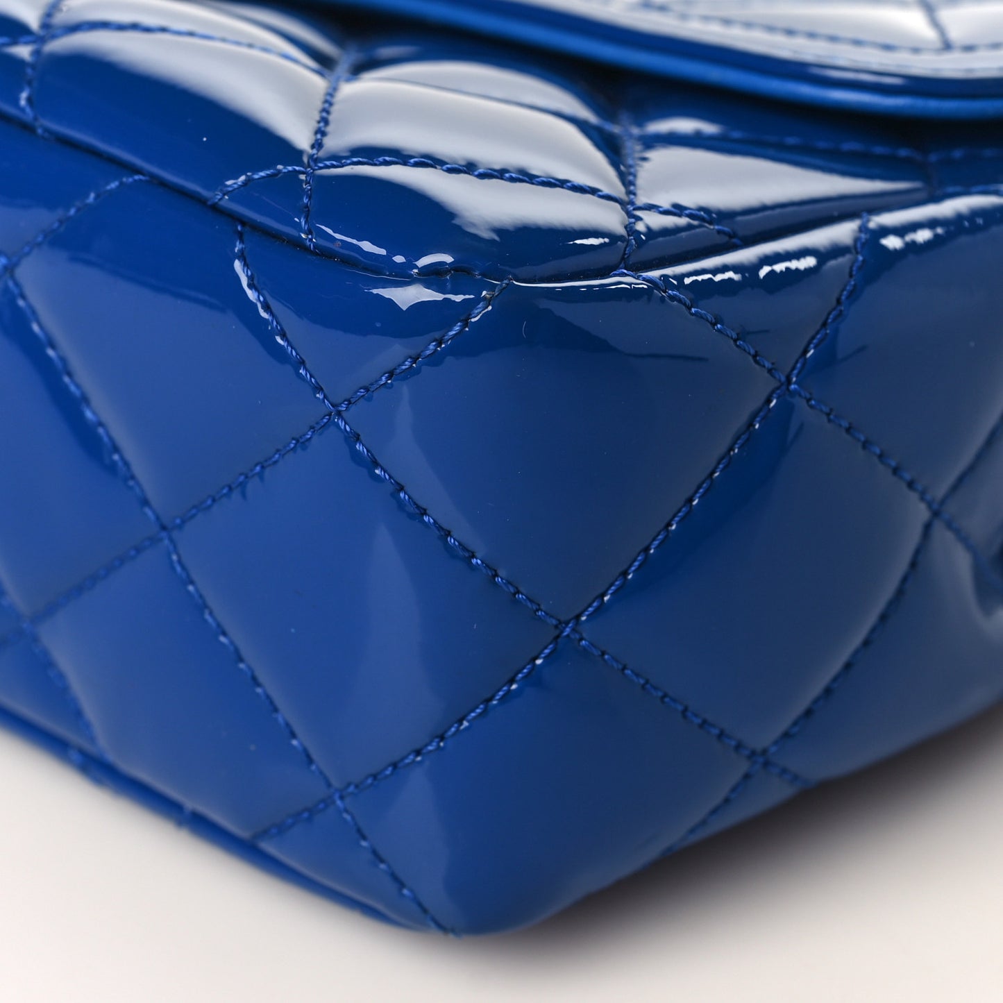 Patent Quilted Large Coco Shine Flap Blue