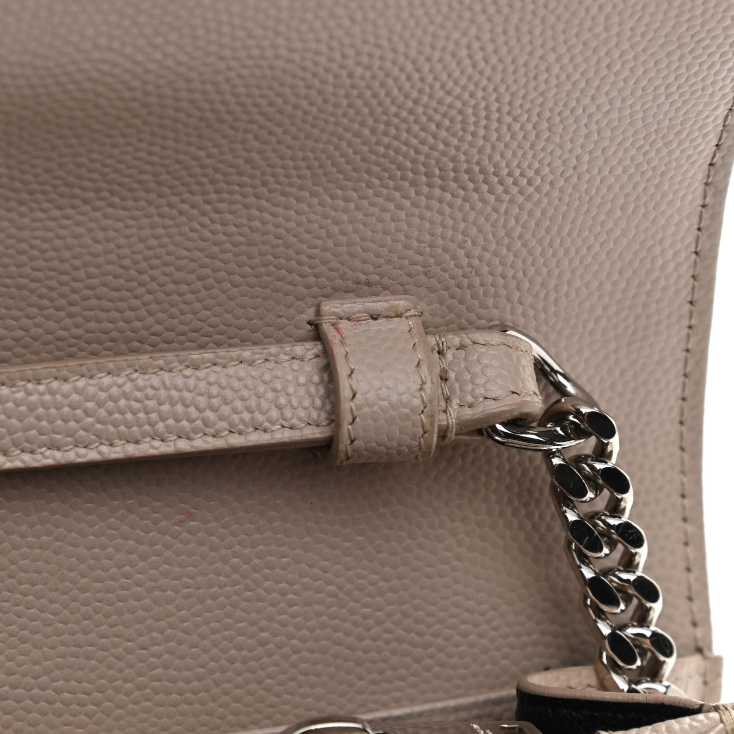 Saint Laurent Grain De Poudre Matelasse Chevron Monogram Chain Wallet Dark Beige 12 of 13