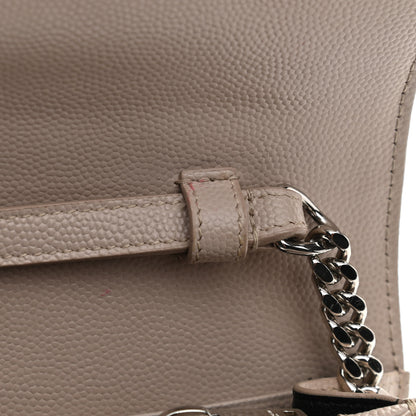 Saint Laurent Grain De Poudre Matelasse Chevron Monogram Chain Wallet Dark Beige 12 of 13