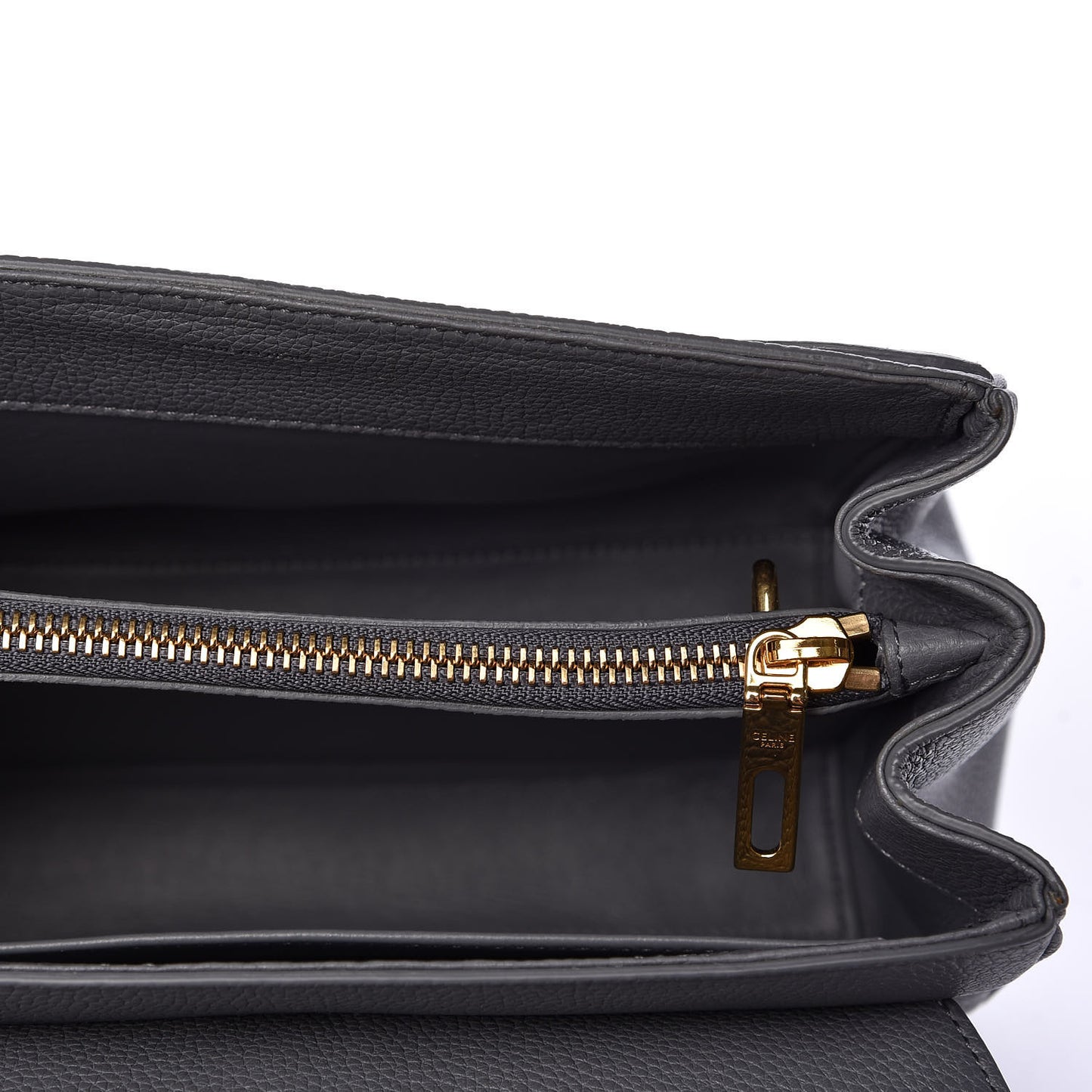 Grained Calfskin Small 16 Top Handle Bag Medium Grey