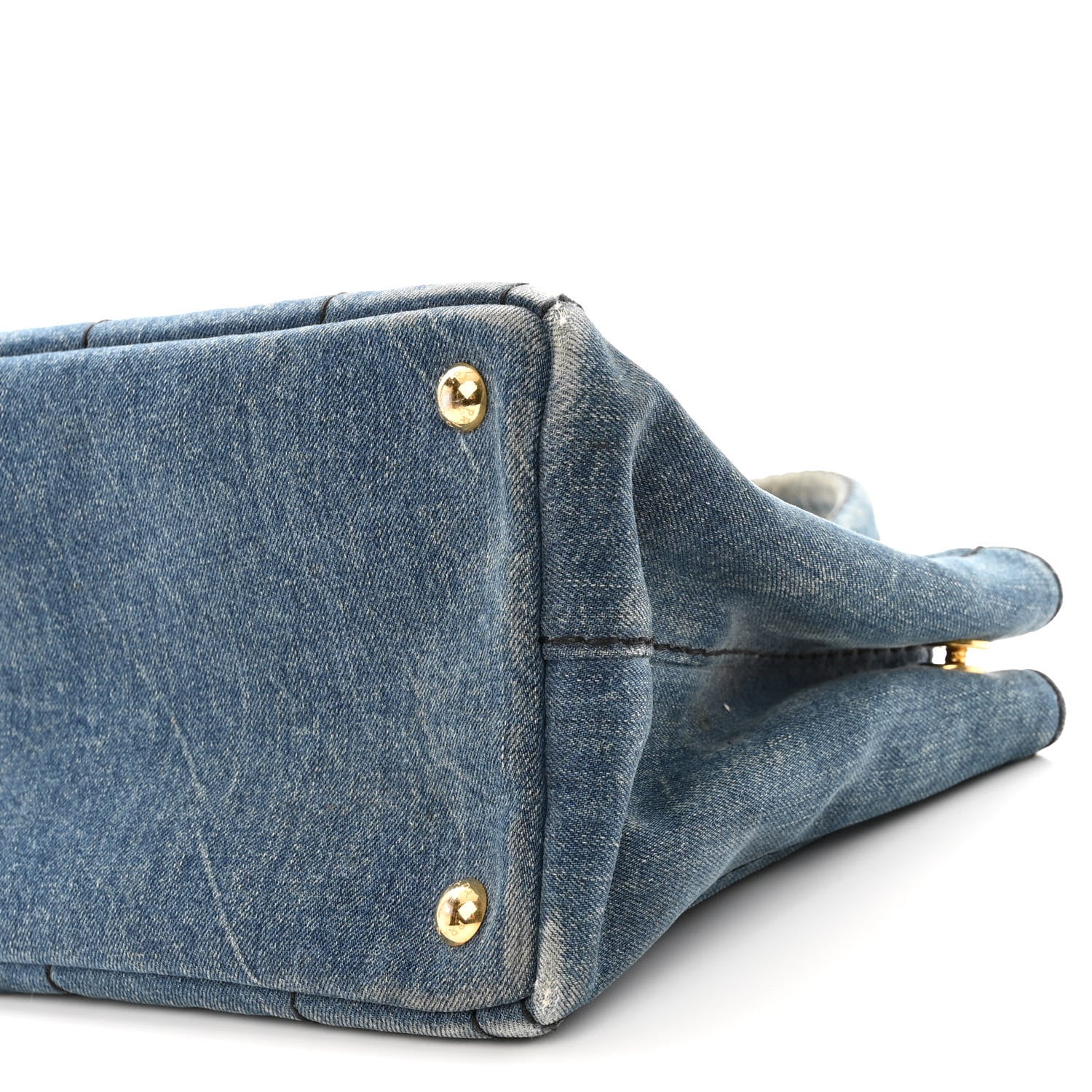 Prada Denim Small Logo Tote Bleu 10 of 14