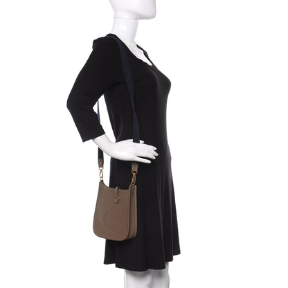 Hermes Taurillon Clemence Amazone Evelyne TPM Etoupe Bleu Indigo 2 of 10