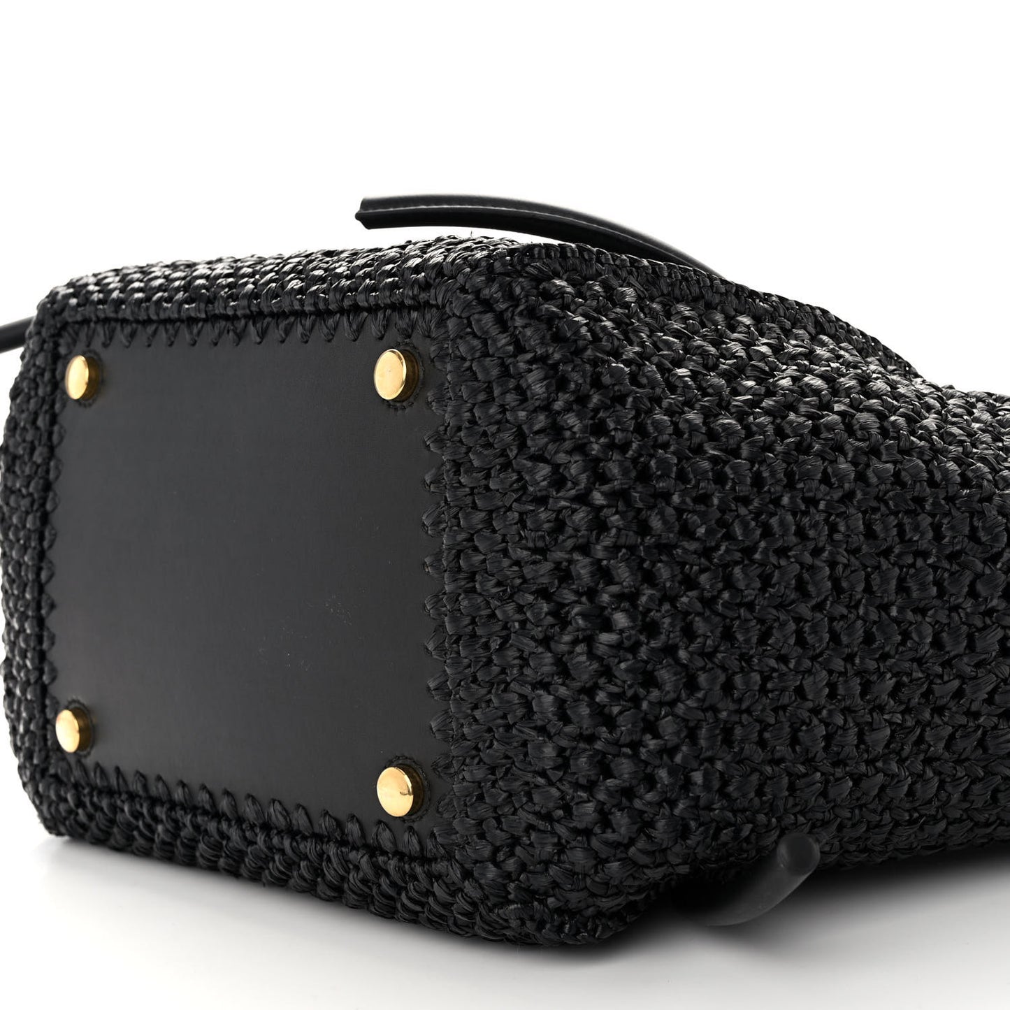 Raffia Calfskin Pipe Bag Black