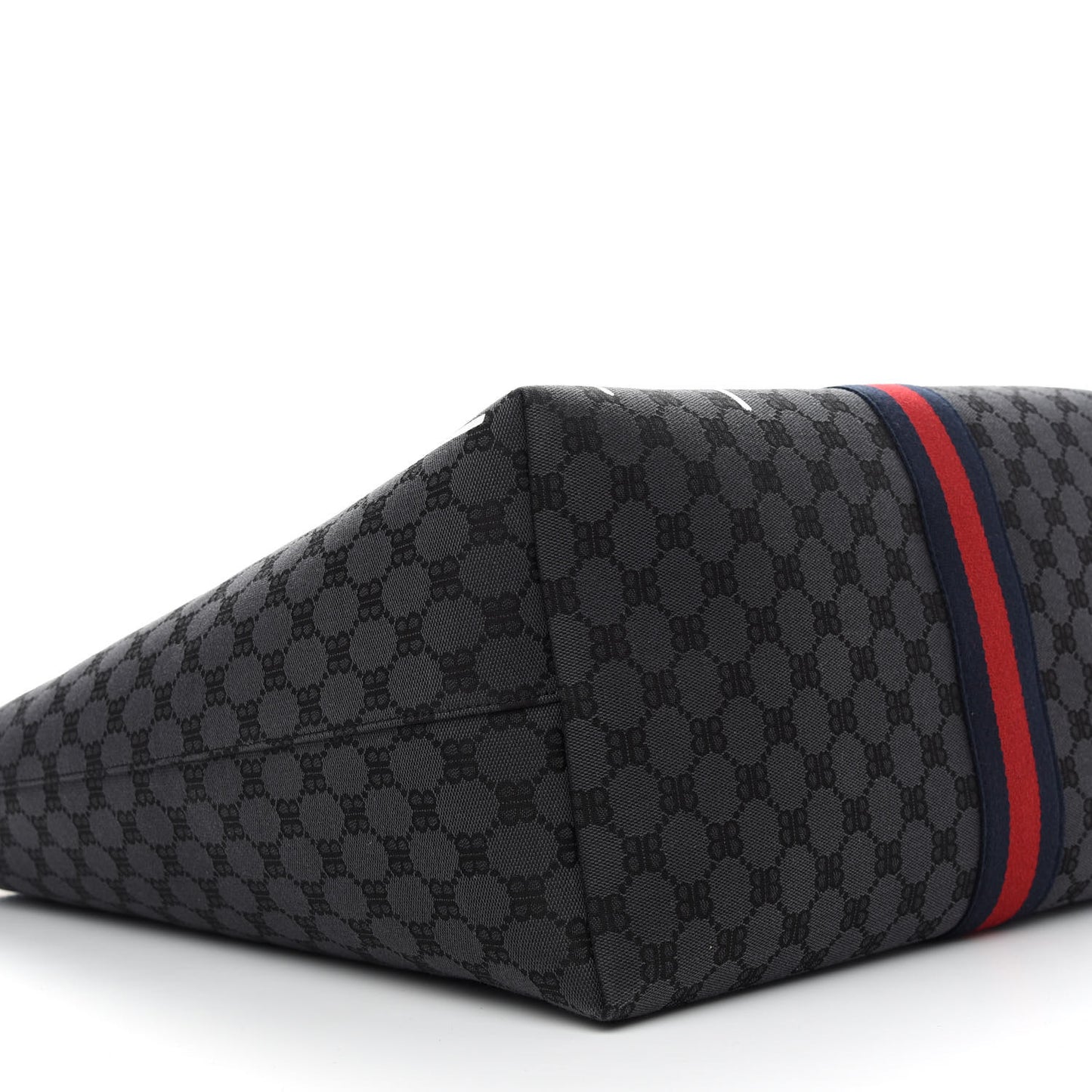 X BALENCIAGA BB Monogram Web Graffiti Large Ophidia Shopping Tote Black