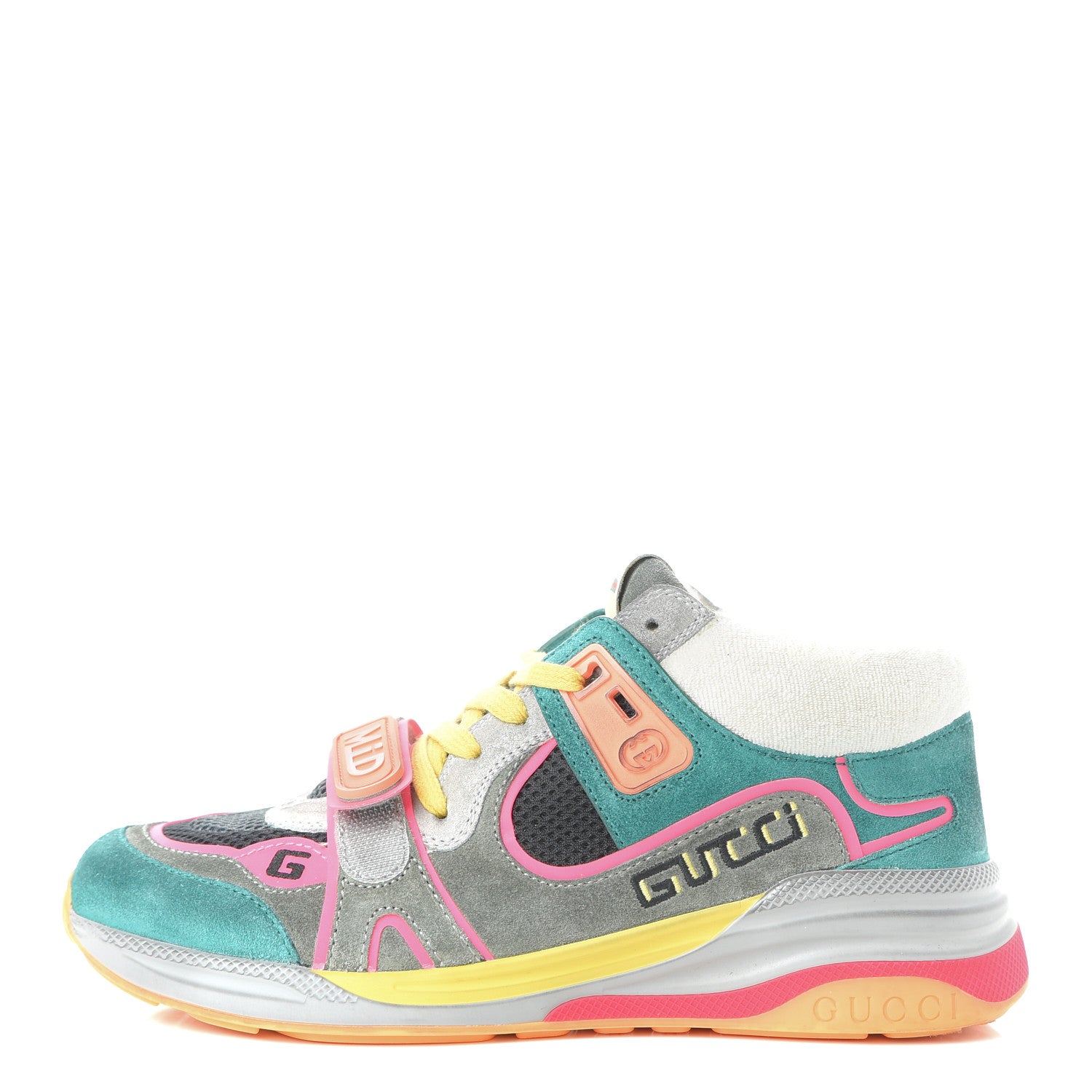 Gucci Suede Calfskin Womens Ultrapace Mid Top Sneakers 37.5 Green 1 of 8