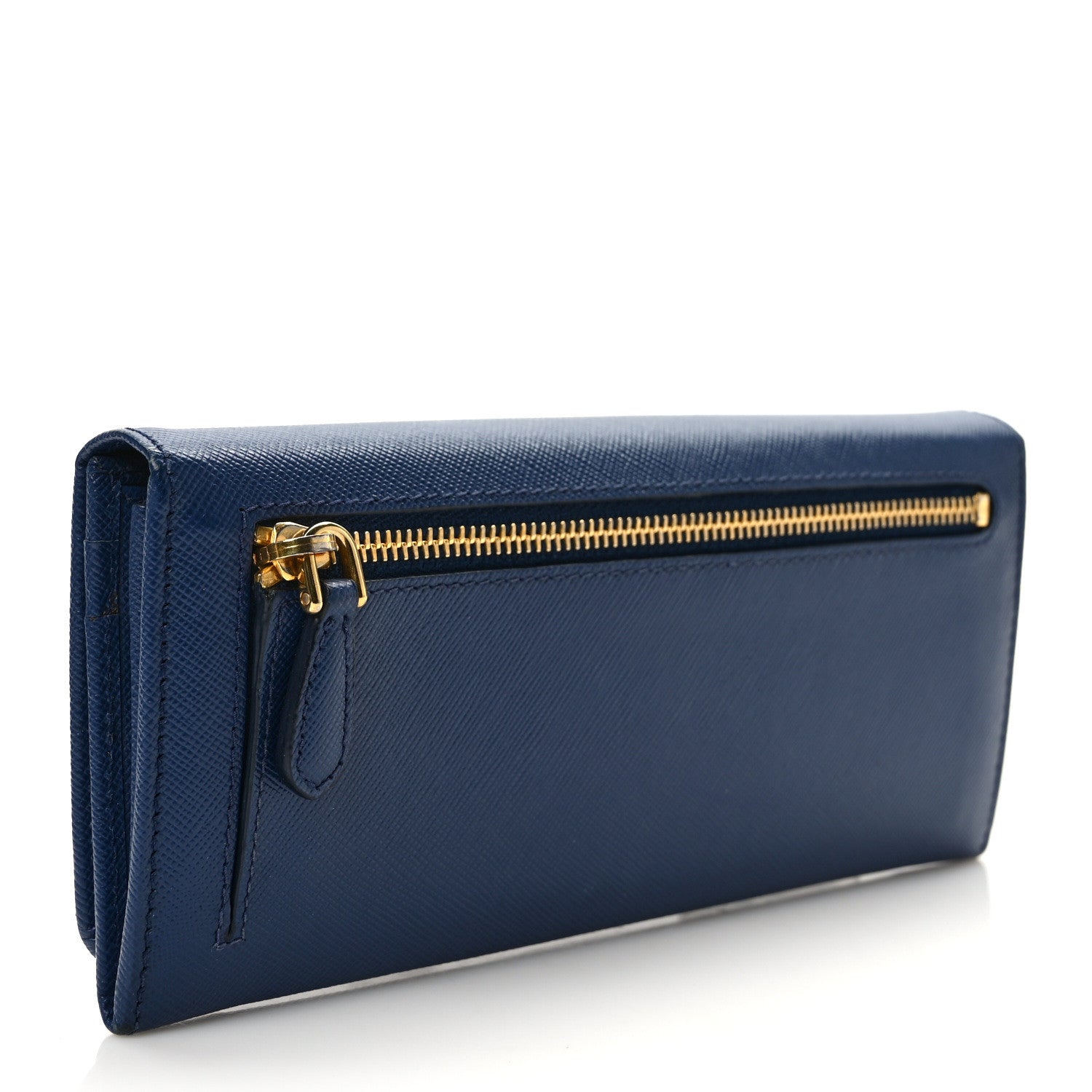 Prada Saffiano Metal Continental Flap Wallet Bleuette 3 of 7