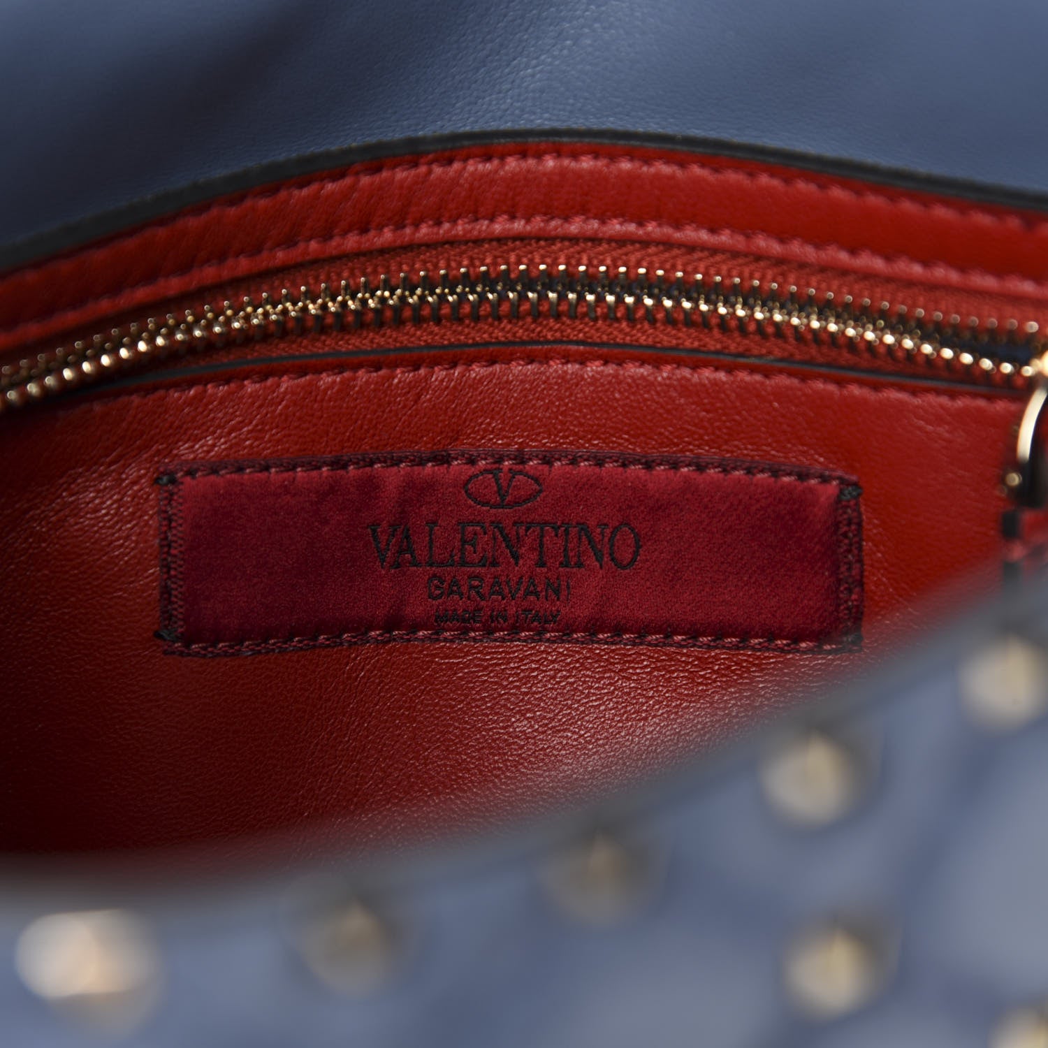 Valentino Garavani Suede Medium Rockstud Spike Shoulder Bag Blue 9 of 10