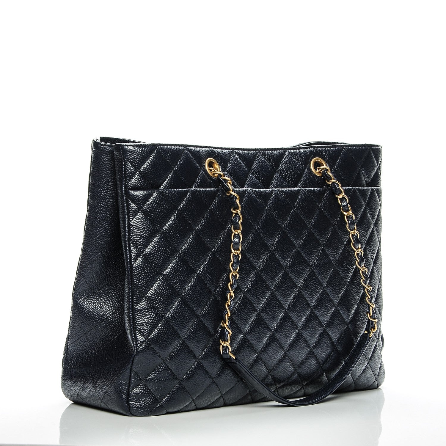 Chanel Caviar Quilted Shopping Tote Navy 3 of 7