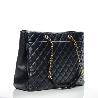 Chanel Caviar Quilted Shopping Tote Navy 3 of 7