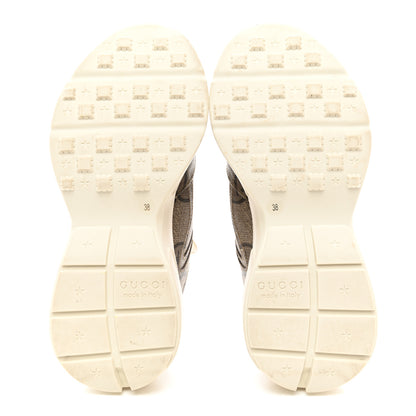 Gucci Maxi GG Supreme Monogram Gucci 100 Womens Rhyton Sneakers 38 Beige Ebony 5 of 9