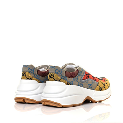 Gucci Monogram Multicolor Demetra Womens Rhyton Sneakers 39.5 Yellow Blue Great White Tabasco 4 of 8