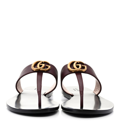 Gucci Calfskin GG Marmont Thong Sandals 39.5 Vintage Bordeaux 2 of 8