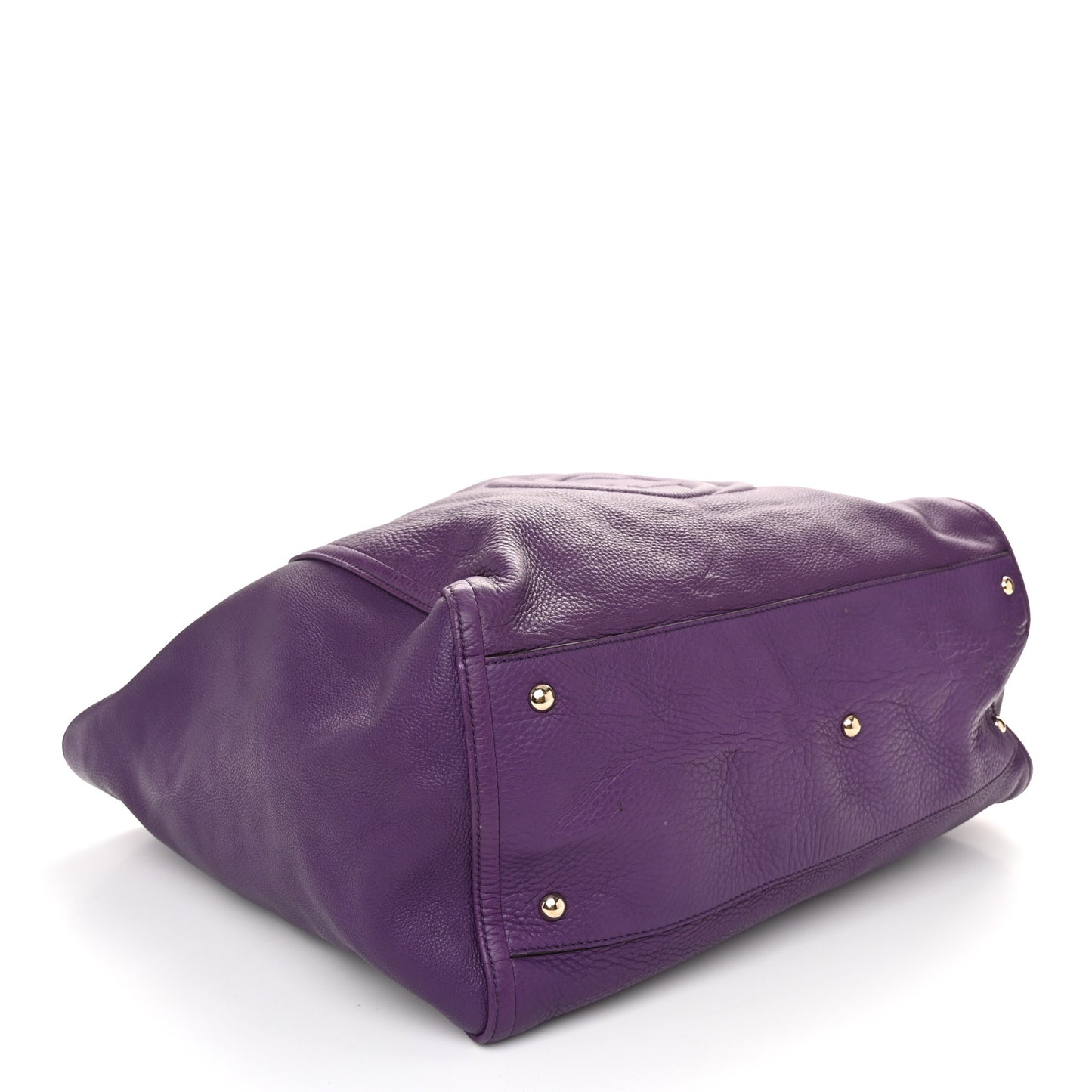 Pebbled Calfskin Large Soho Shoulder Bag Shine Purple