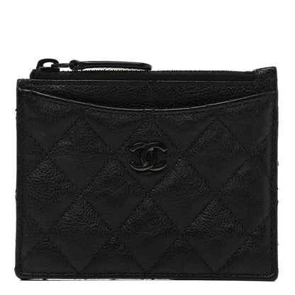 Chanel Crinkled Calfskin Quilted CC Zip Card Holder So Black 1 of 11