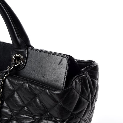 Chanel Aged Calfskin Quilted Be CC Tote Black 16 of 19