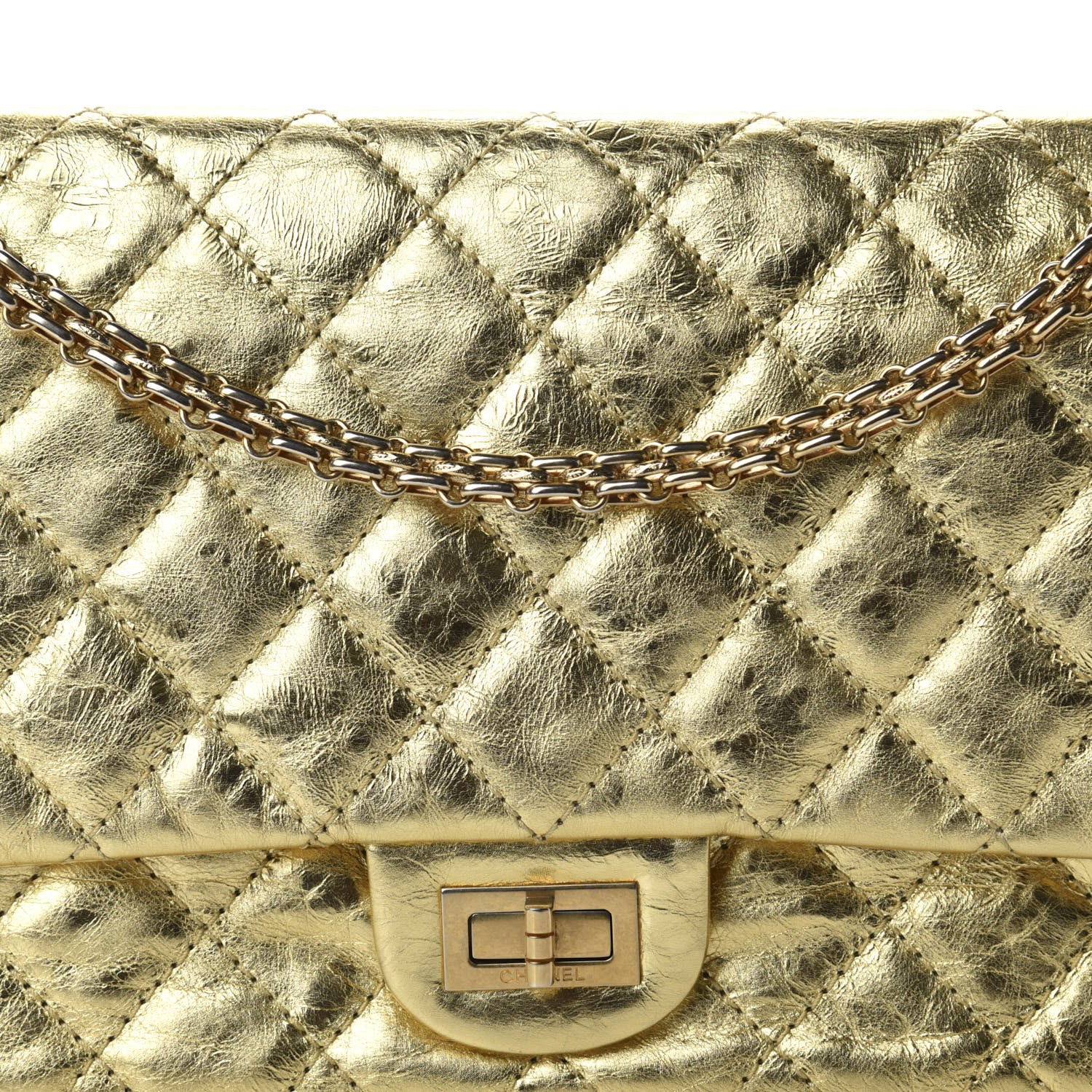 Chanel Metallic Aged Calfskin Quilted 2.55 Reissue 225 Flap Gold 17 of 18