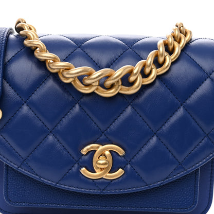 Chanel Calfskin Caviar Quilted Mini Chain Handle Flap Blue 8 of 10