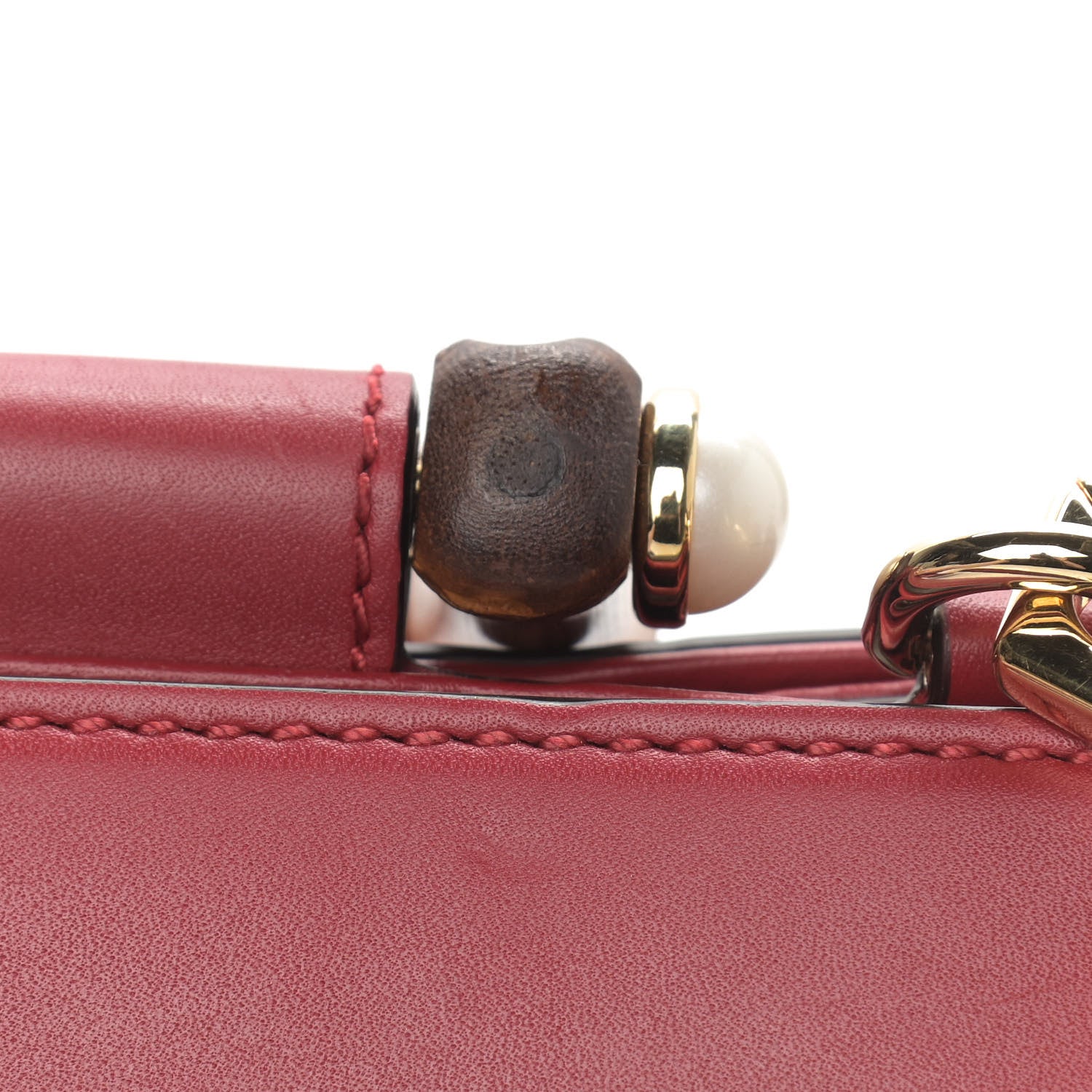 Gucci Nappa Bamboo Web Mini Nymphaea Top Handle Bag Hibiscus Red 11 of 11
