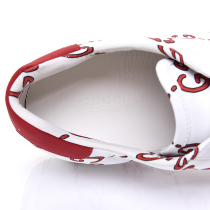 Gucci Calfskin GucciGhost Print Womens Ace Sneakers 39.5 White Hibiscus Red 6 of 9