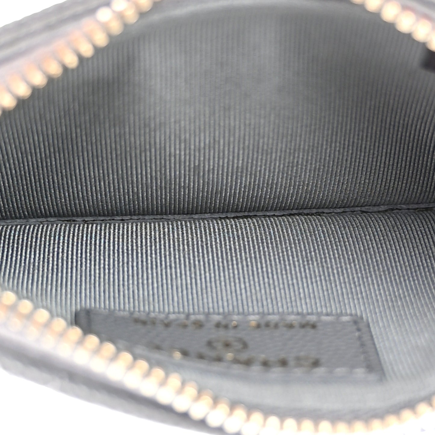 Caviar Quilted Flap Zip Card Holder Grey