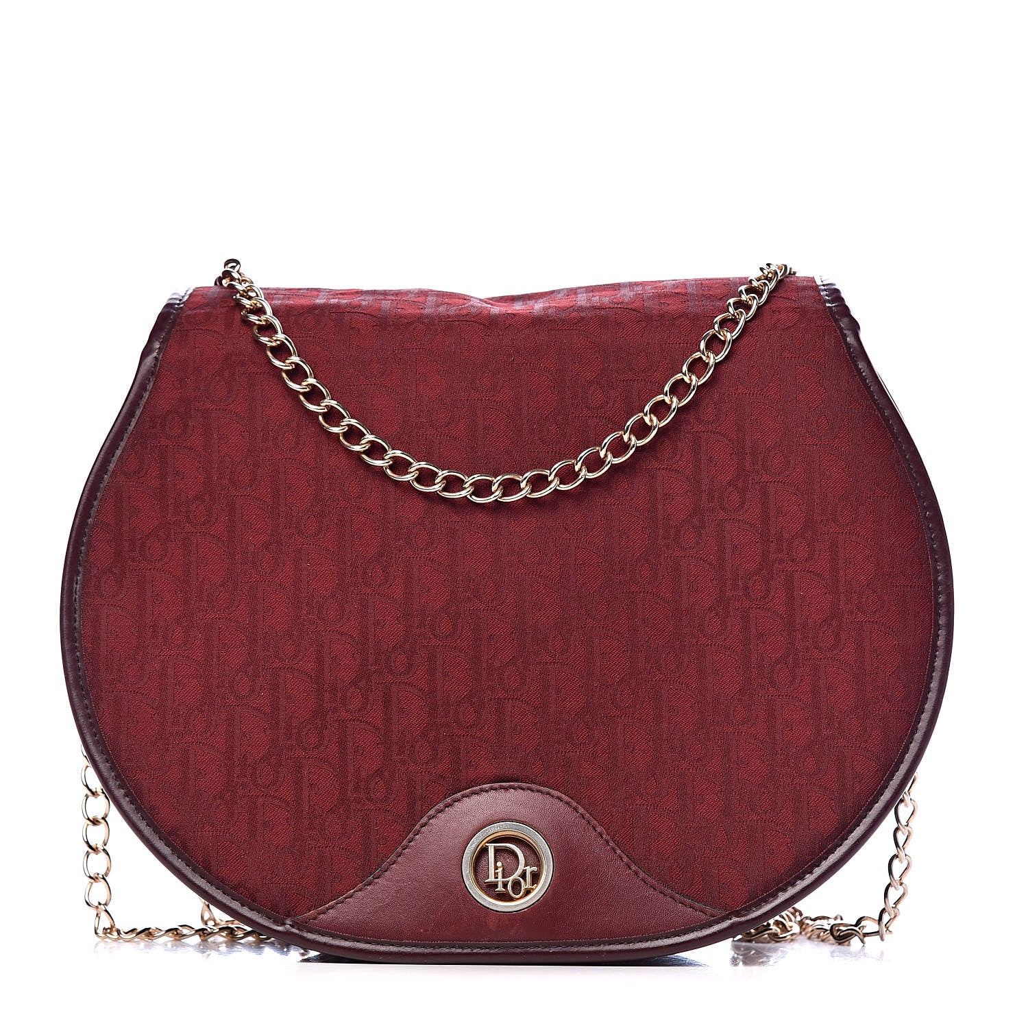 Christian Dior Monogram Round Chain Crossbody Red 1 of 14