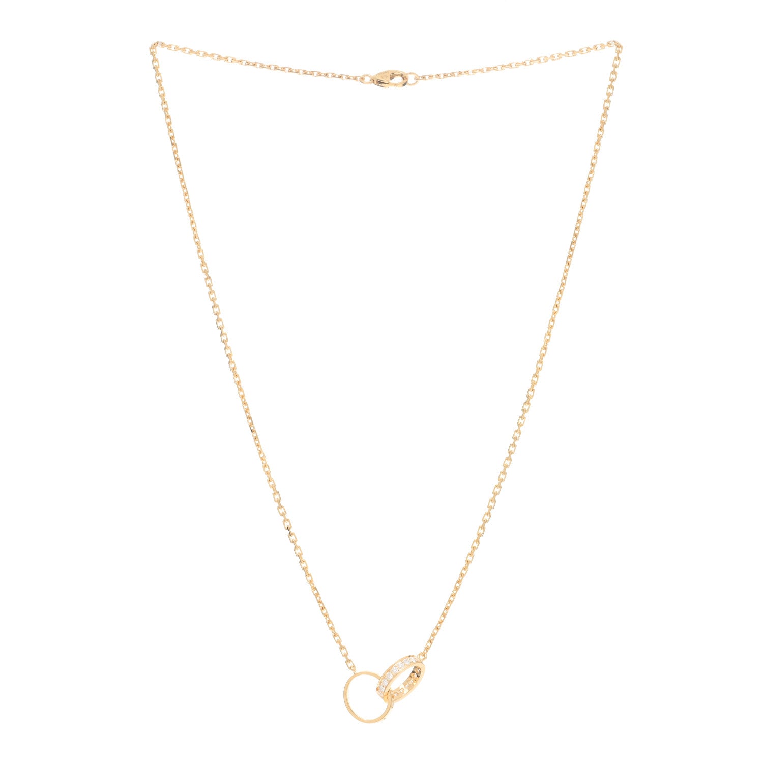Cartier 18K Pink Gold Diamond Interlocking LOVE Necklace 2 of 3