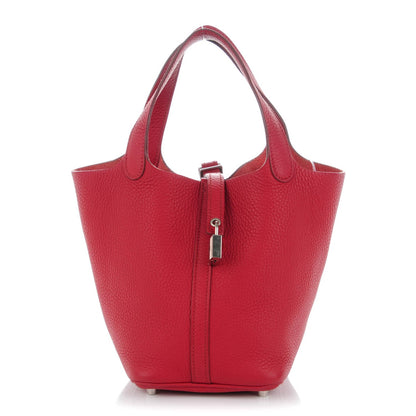 Hermes Taurillon Clemence Picotin Lock 18 PM Rouge Garance 1 of 8
