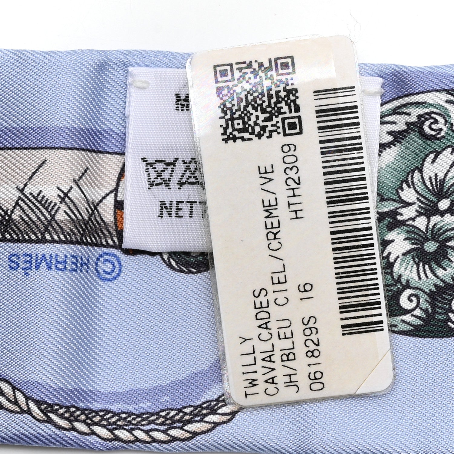 Hermes Silk Cavalcades Twilly Bleu Ciel Creme Vert 3 of 4