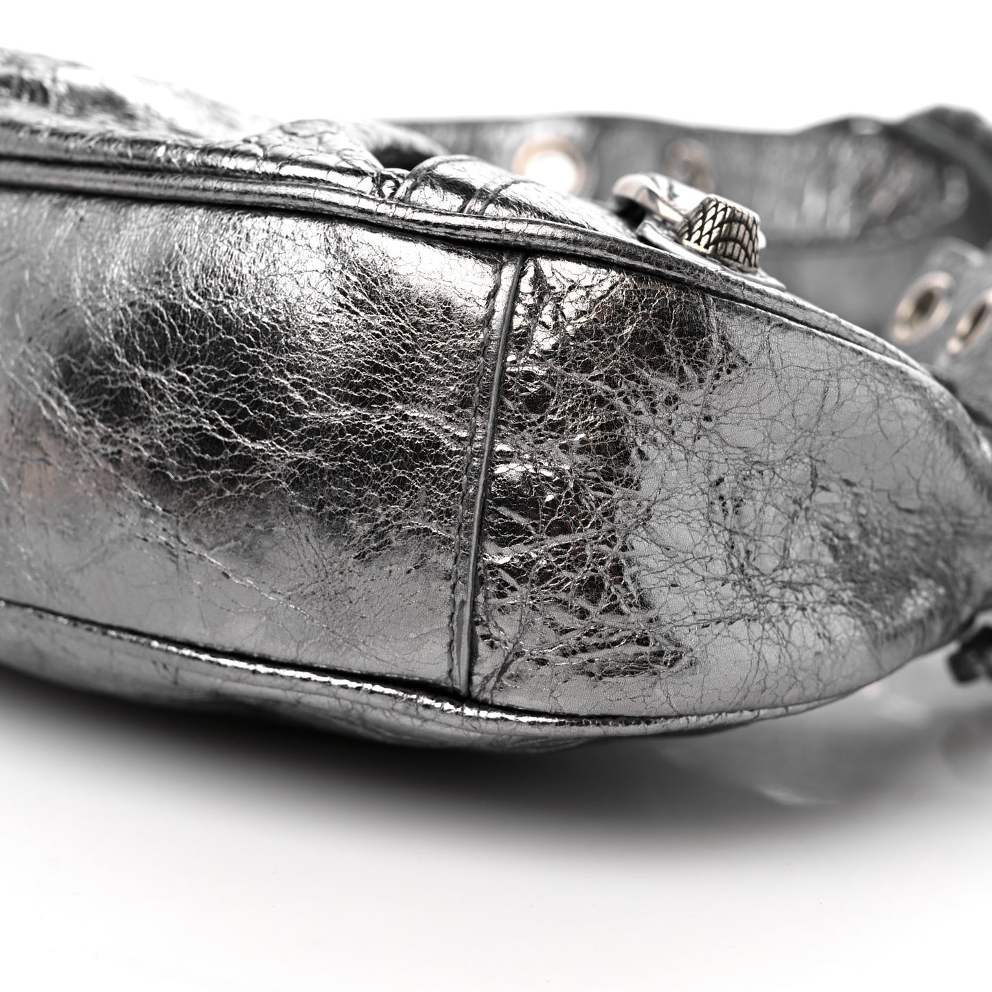 Metallic Agneau Arena Le Cagole Shoulder Bag XS Silver
