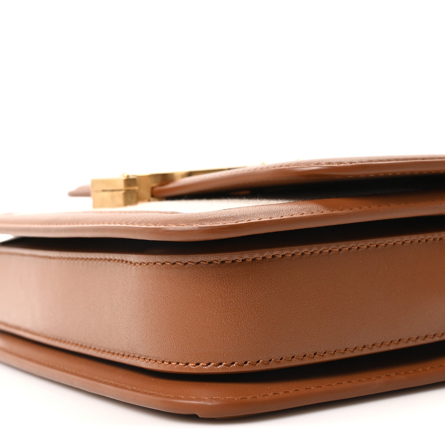 Saint Laurent Canvas Calfskin Small Solferino Satchel Beige Brick