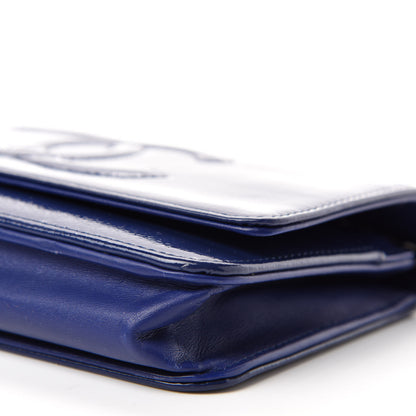 Chanel Grained Patent Calfskin Timeless Wallet On Chain WOC Blue 7 of 14