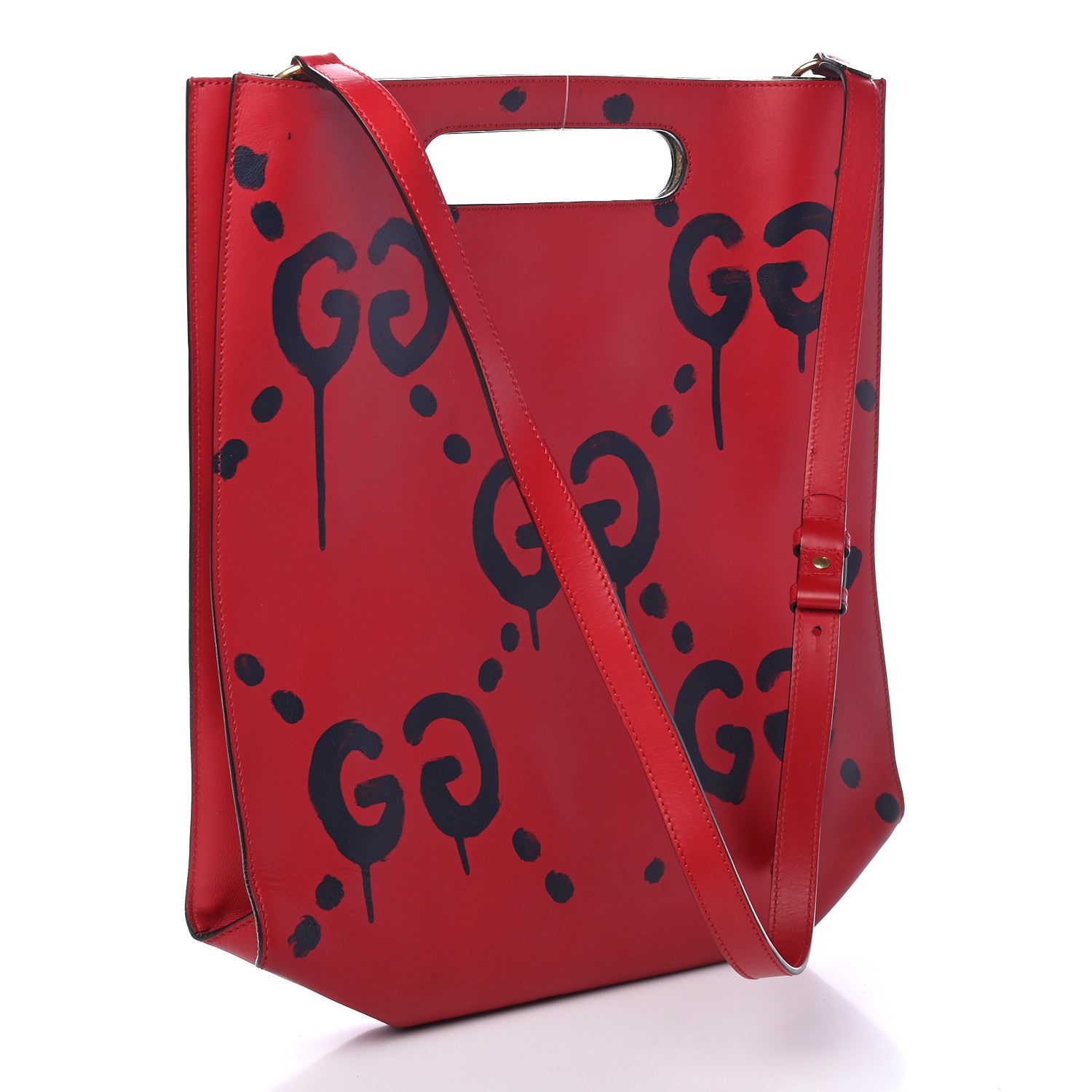 Gucci Calfskin GucciGhost Real Medium XL Tote Hibiscus Red 3 of 9