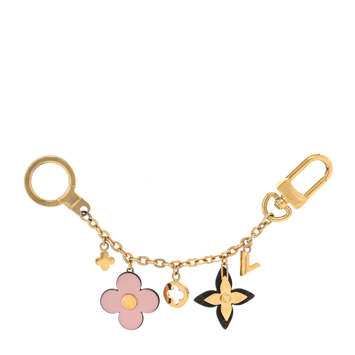 Brass Monogram Blooming Flowers Bag Charm Key Holder Rose Ballerine