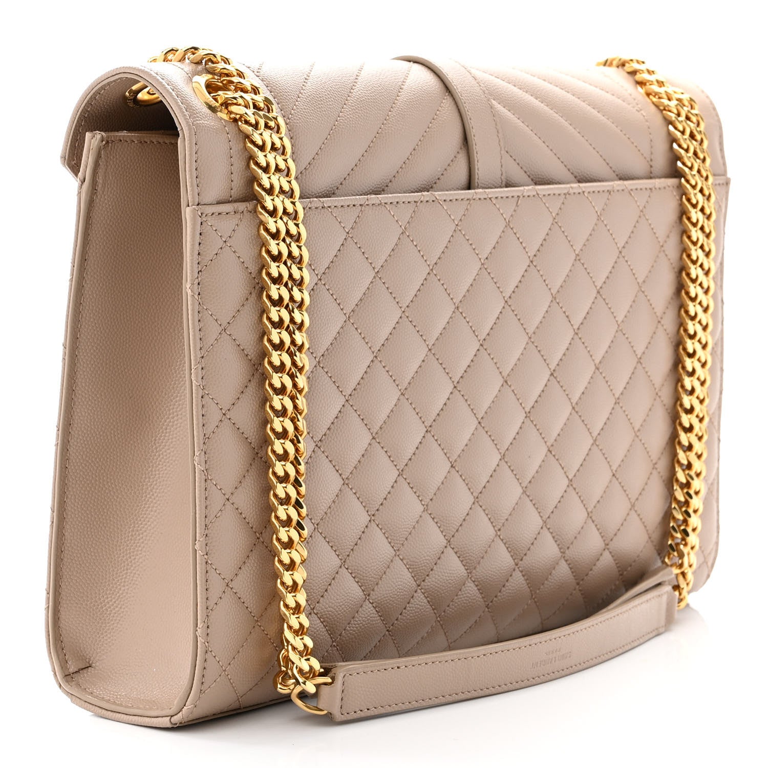 Saint Laurent Grain De Poudre Mixed Matelasse Large Triquilt Monogram Satchel Beige 3 of 14