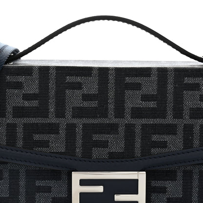 Fendi Recycled Fabric Jacquard Vitello King FF 1974 Baguette Soft Trunk  Blue 7 of 9