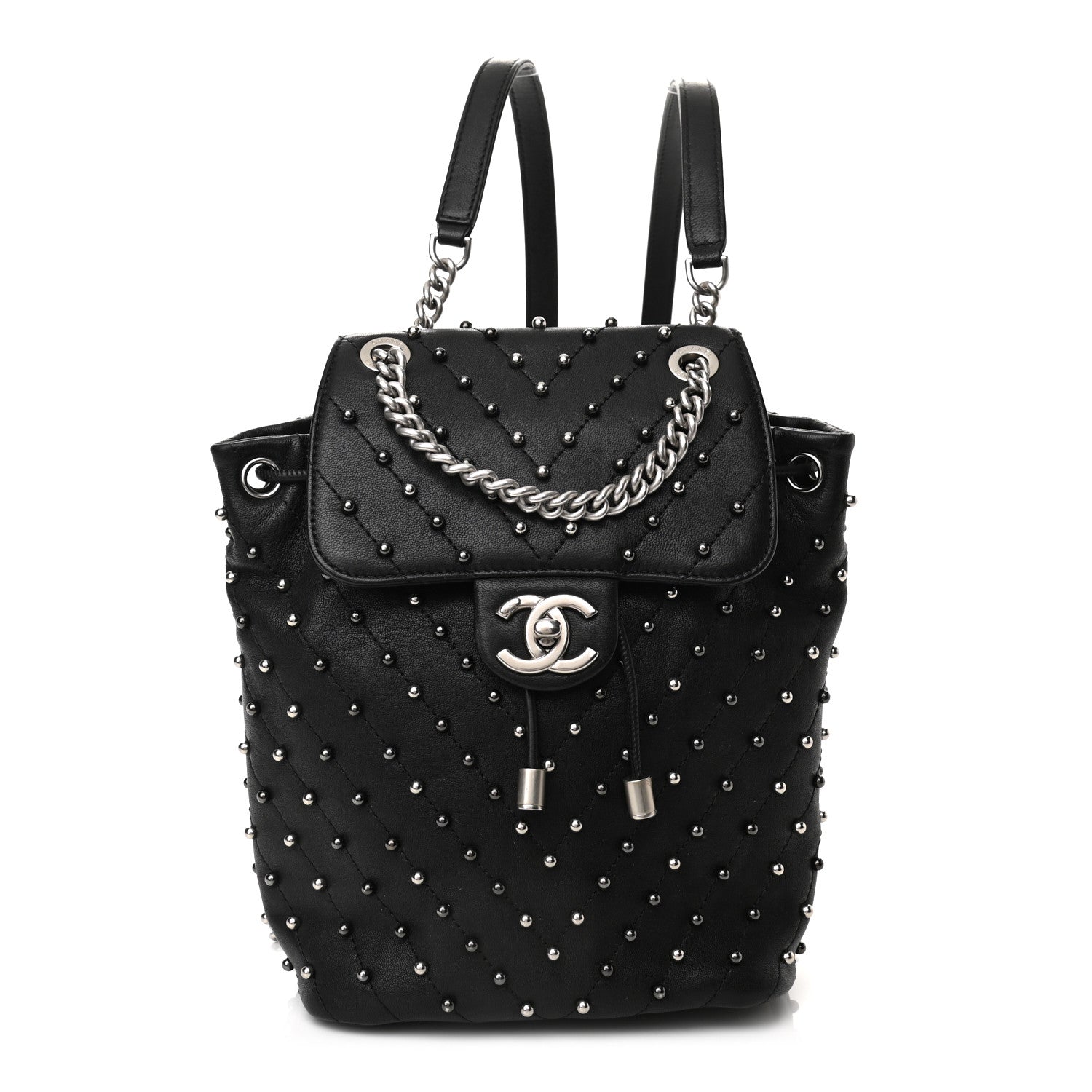 Chanel Lambskin Chevron Quilted Studded Stud Wars Backpack Black 1 of 10