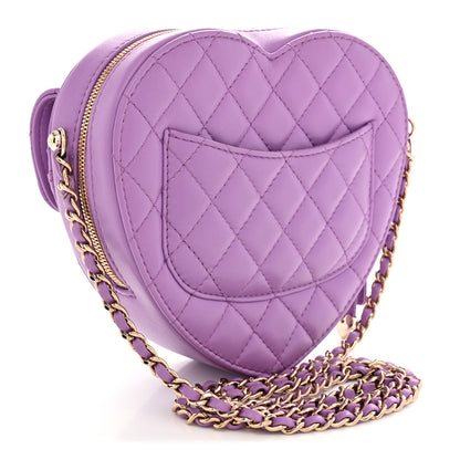 Chanel Lambskin Quilted CC In Love Heart Bag Purple 3 of 11