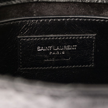 Saint Laurent Python Calfskin Embossed Small Classic Monogram Tassel Satchel Black 6 of 6