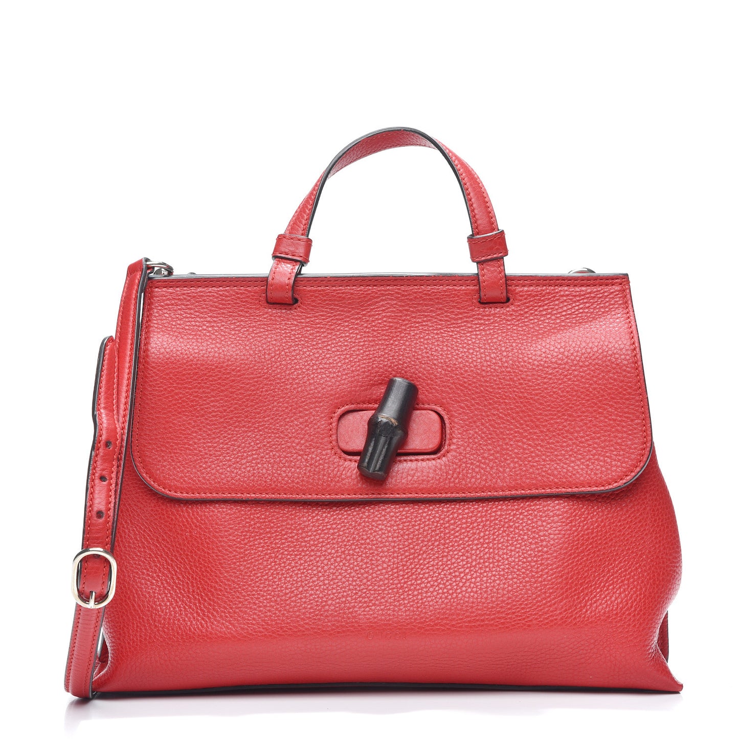 Pebbled Calfskin Medium Bamboo Daily Top Handle Bag Petunia