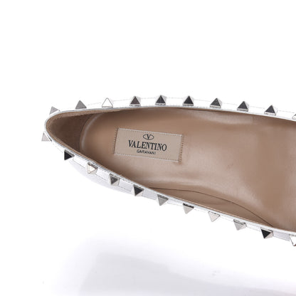 Valentino Garavani Metallic Pebbled Calfskin Rockstud Ballerina Flats 39 Silver 7 of 10