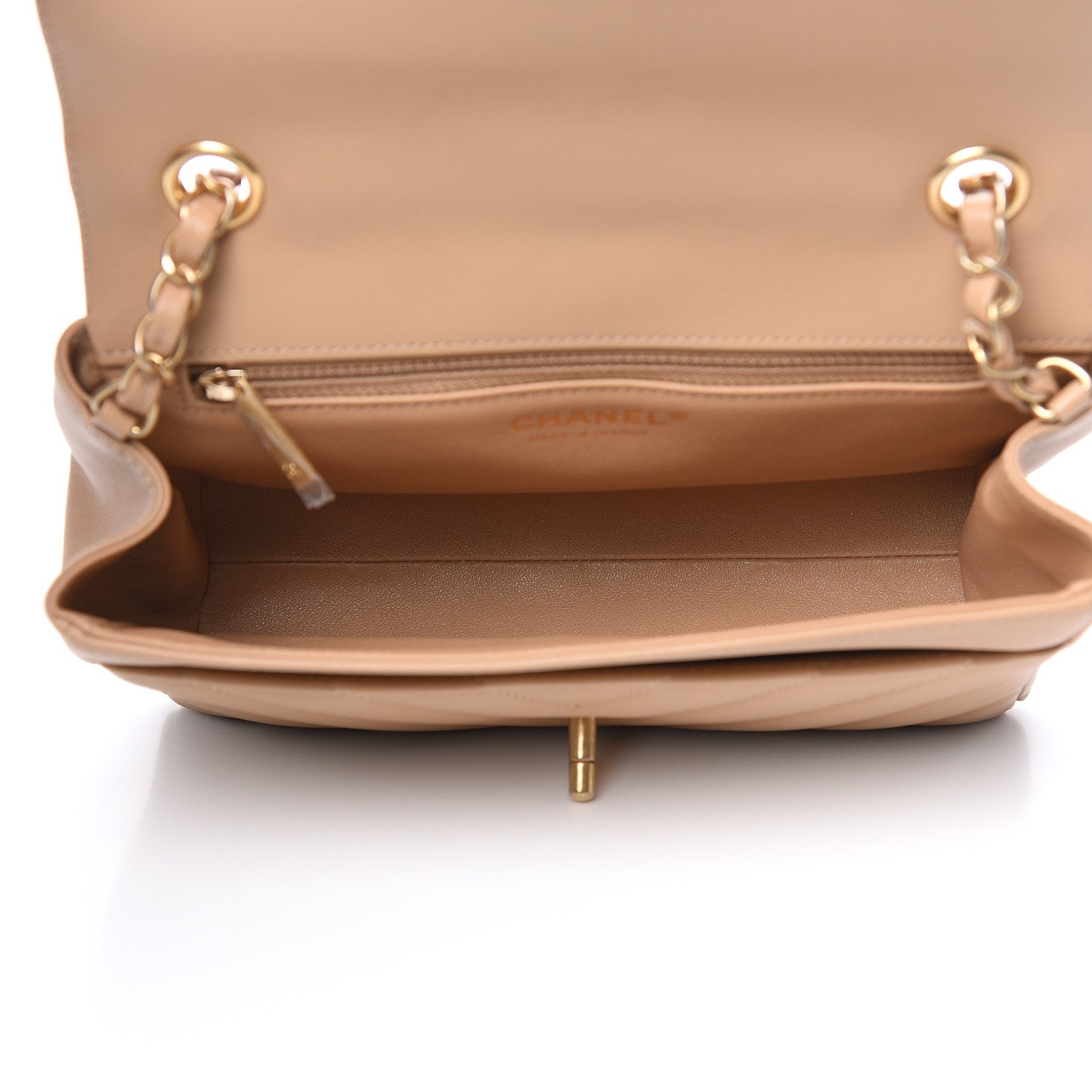 Chanel Calfskin Quilted Chevron In The City Bag Beige 5 of 11
