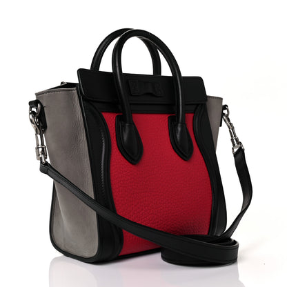 Celine Bullhide Calfskin Nubuck Nano Tri-Color Luggage Bright Red 2 of 10
