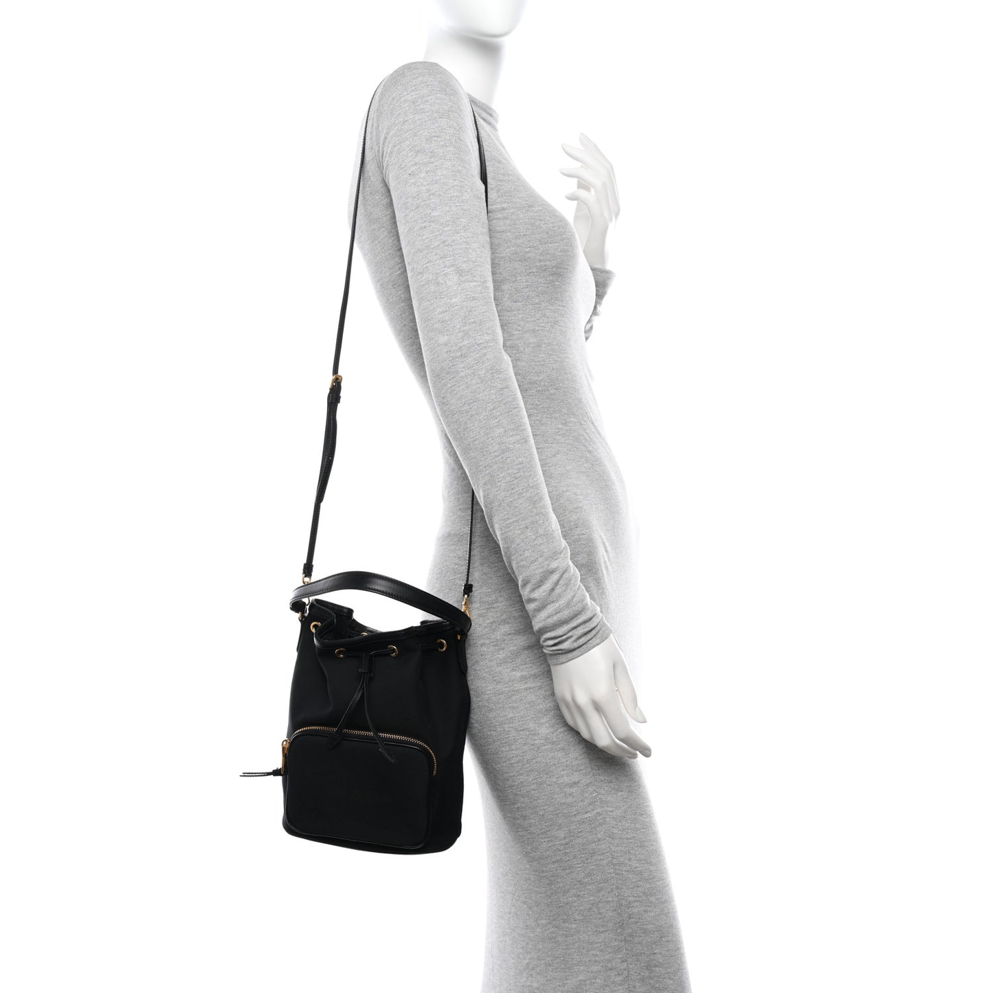 Jacquard Logo Mini Bucket Crossbody Bag Black