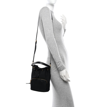 Prada Jacquard Logo Mini Bucket Crossbody Bag Black 2 of 13