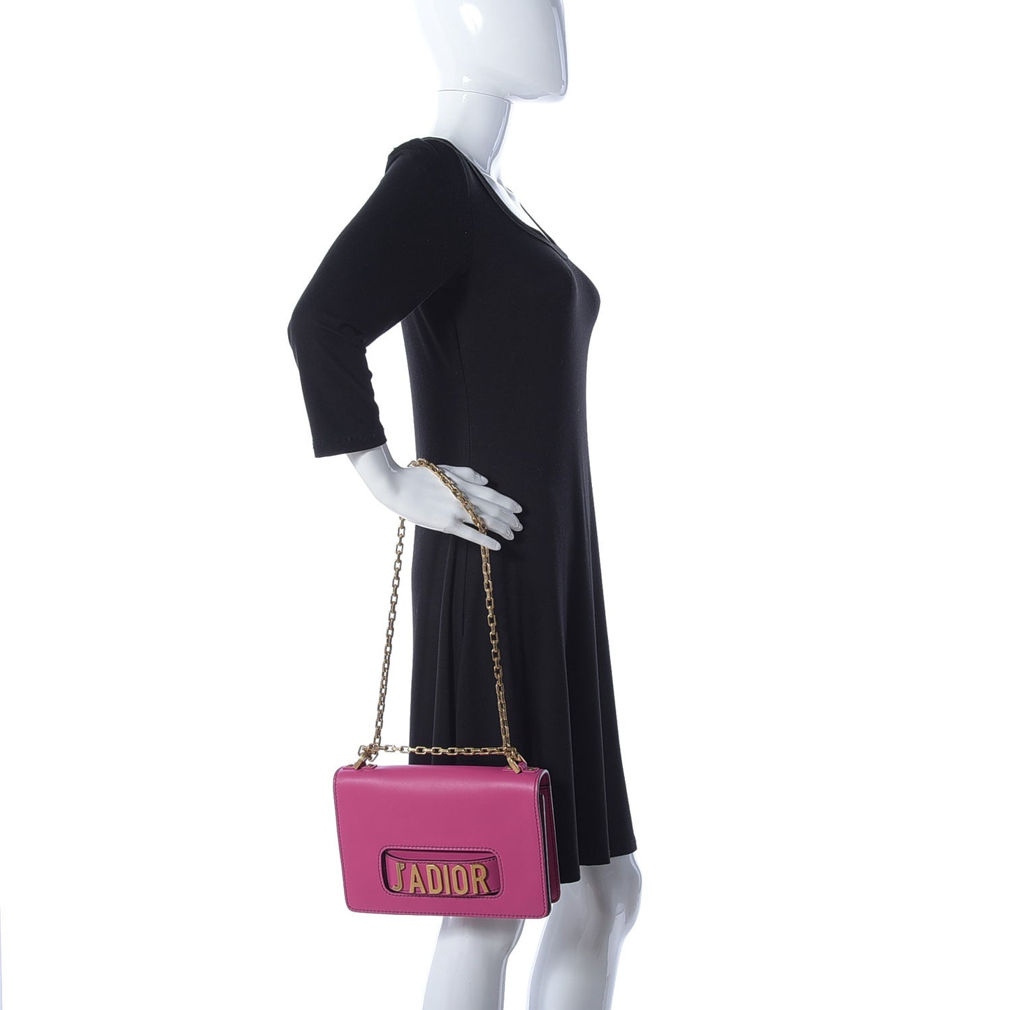 Calfskin J'Adior Chain Flap Bag Fuchsia